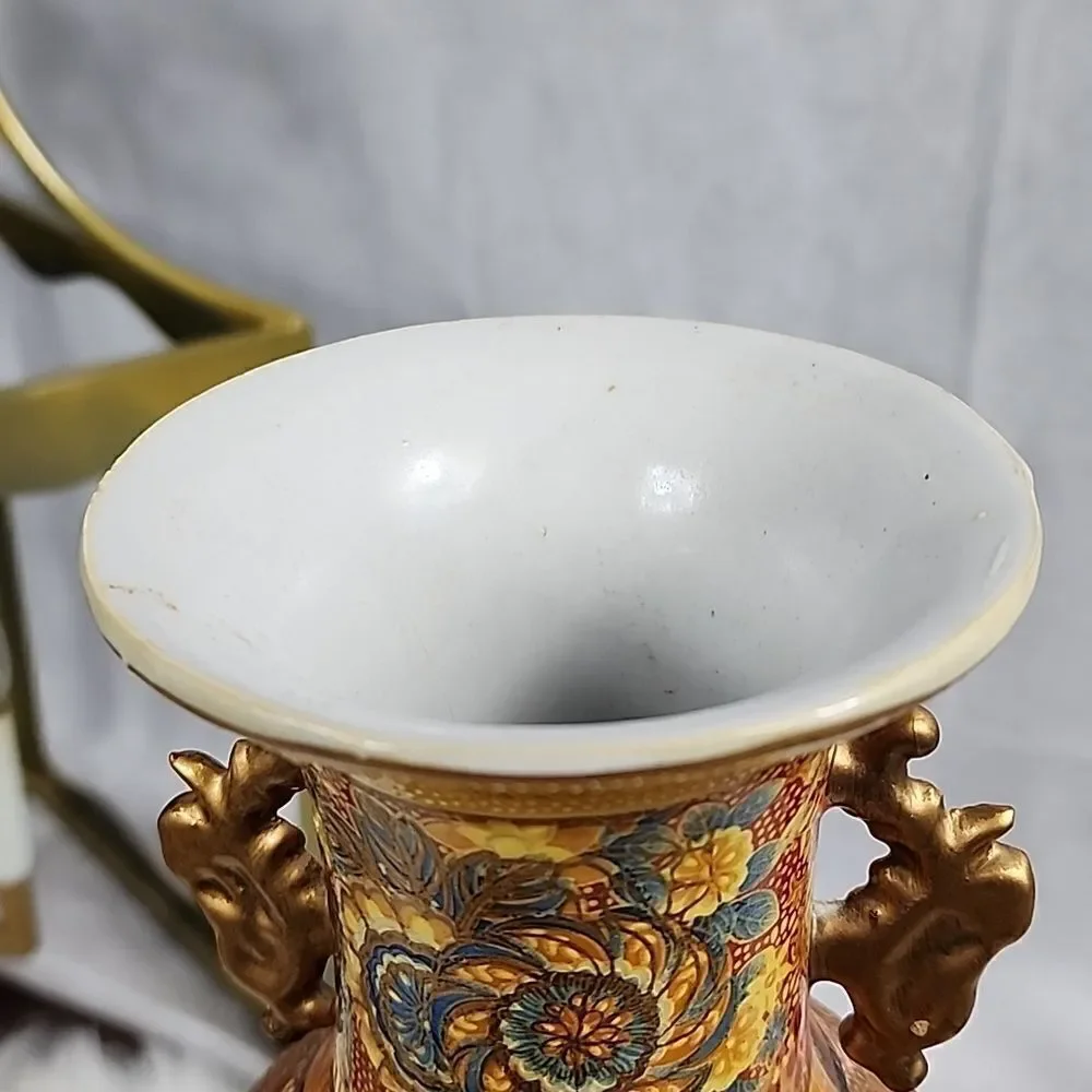 Hand Painted Japanese Water and Mountain Scene Vase Urn